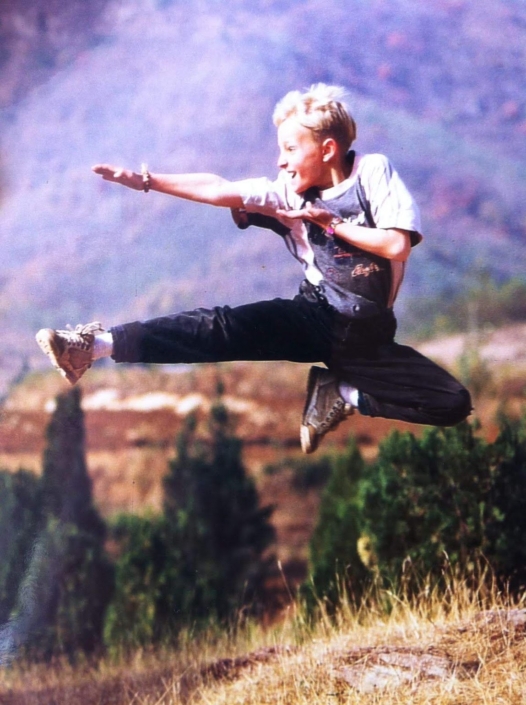 David Lee-Schneider at the Shaolin Temple, Henan, China - Side-Kick Jump